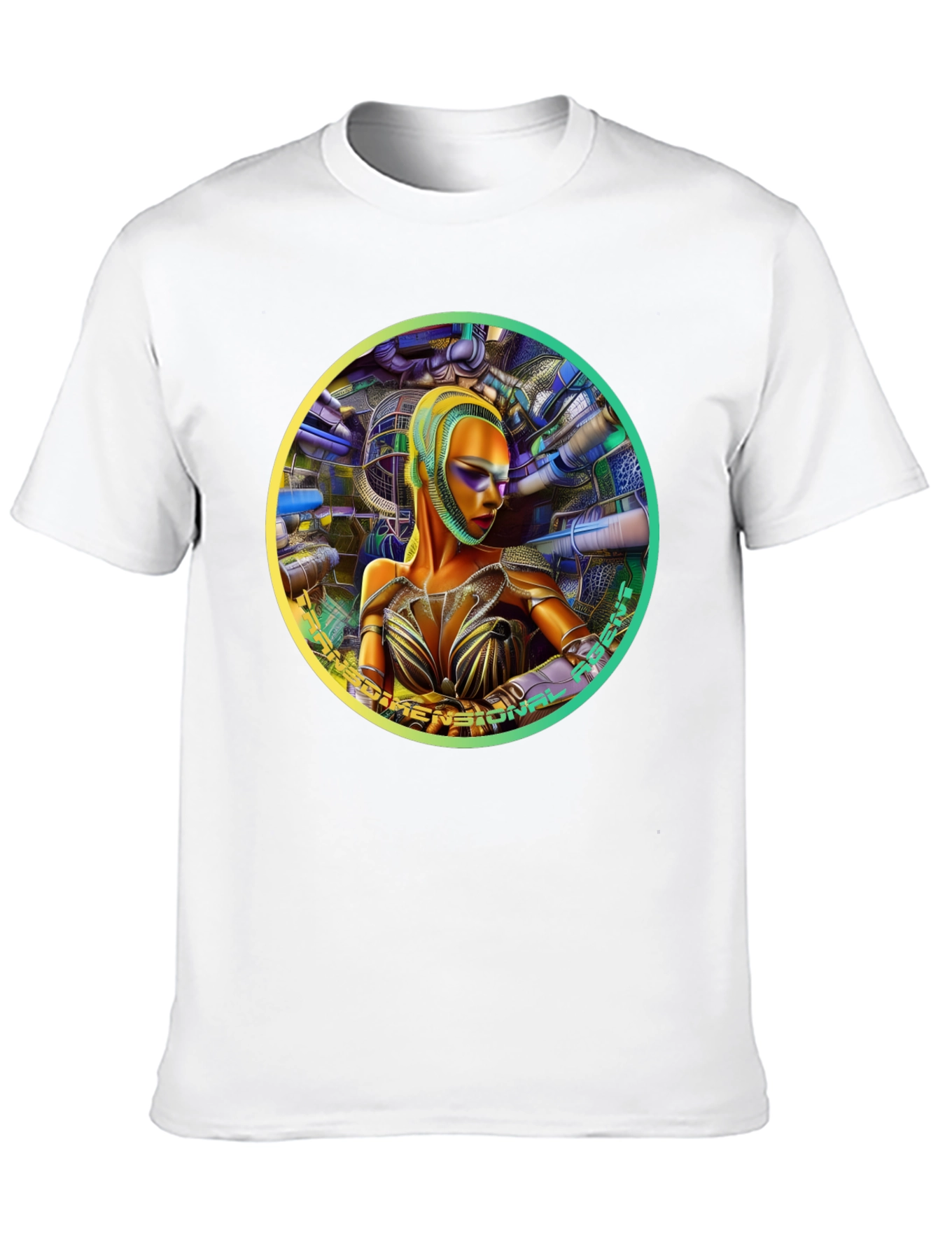 Futuristic Woman Graphic Tee - Dimensional Art Shirt