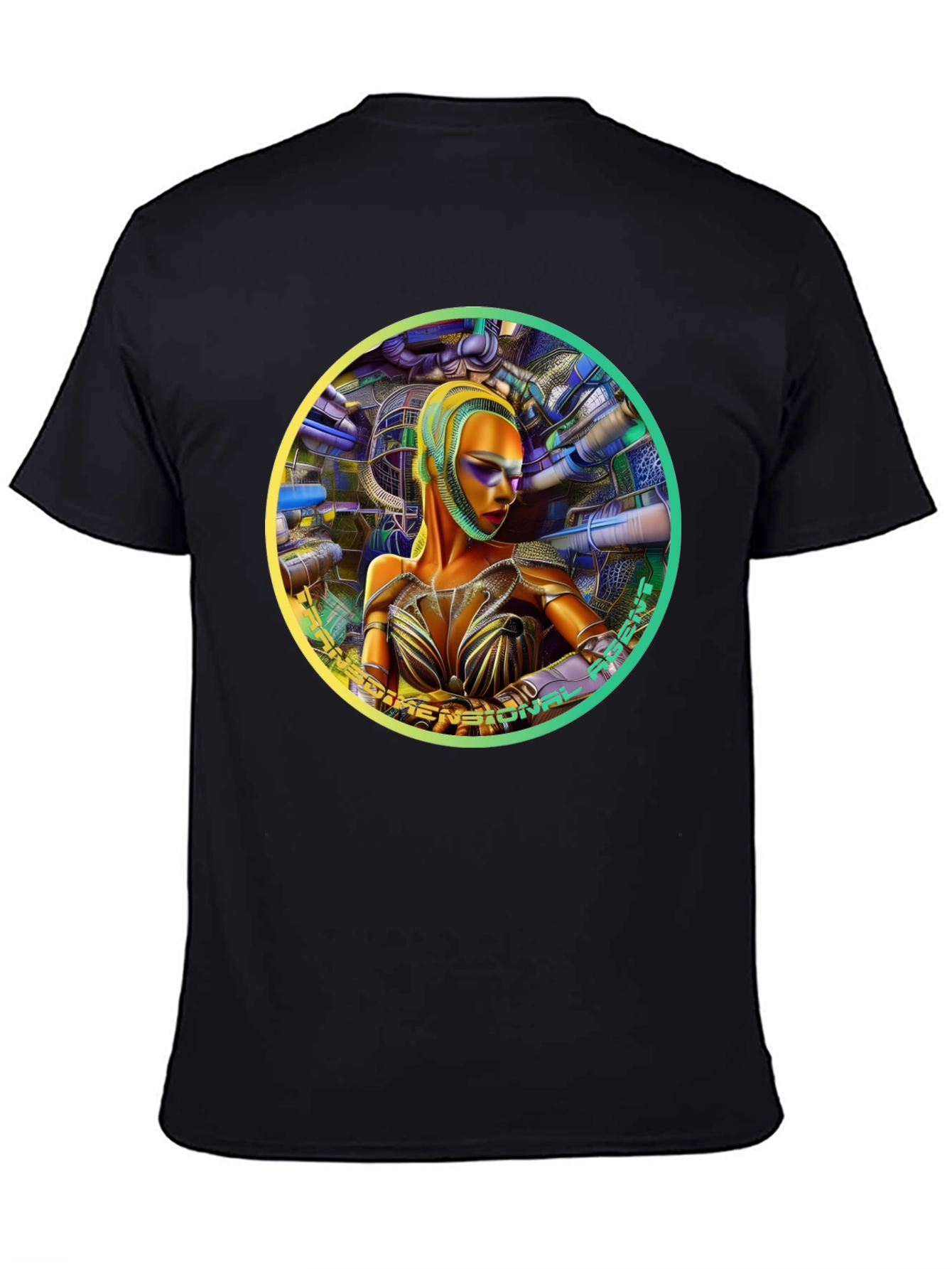 Futuristic Woman Graphic Tee - Dimensional Art Shirt