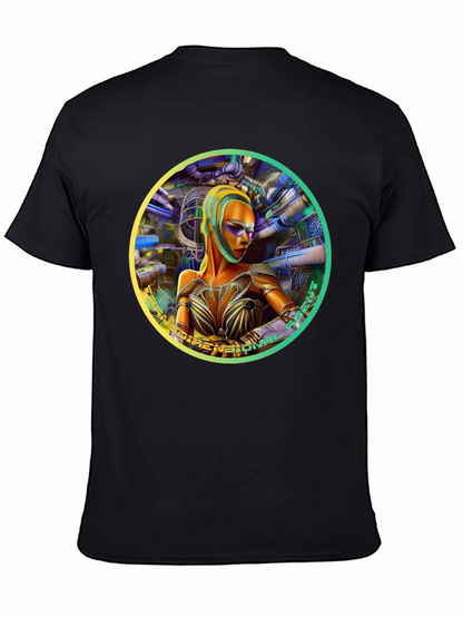 Futuristic Woman Graphic Tee - Dimensional Art Shirt