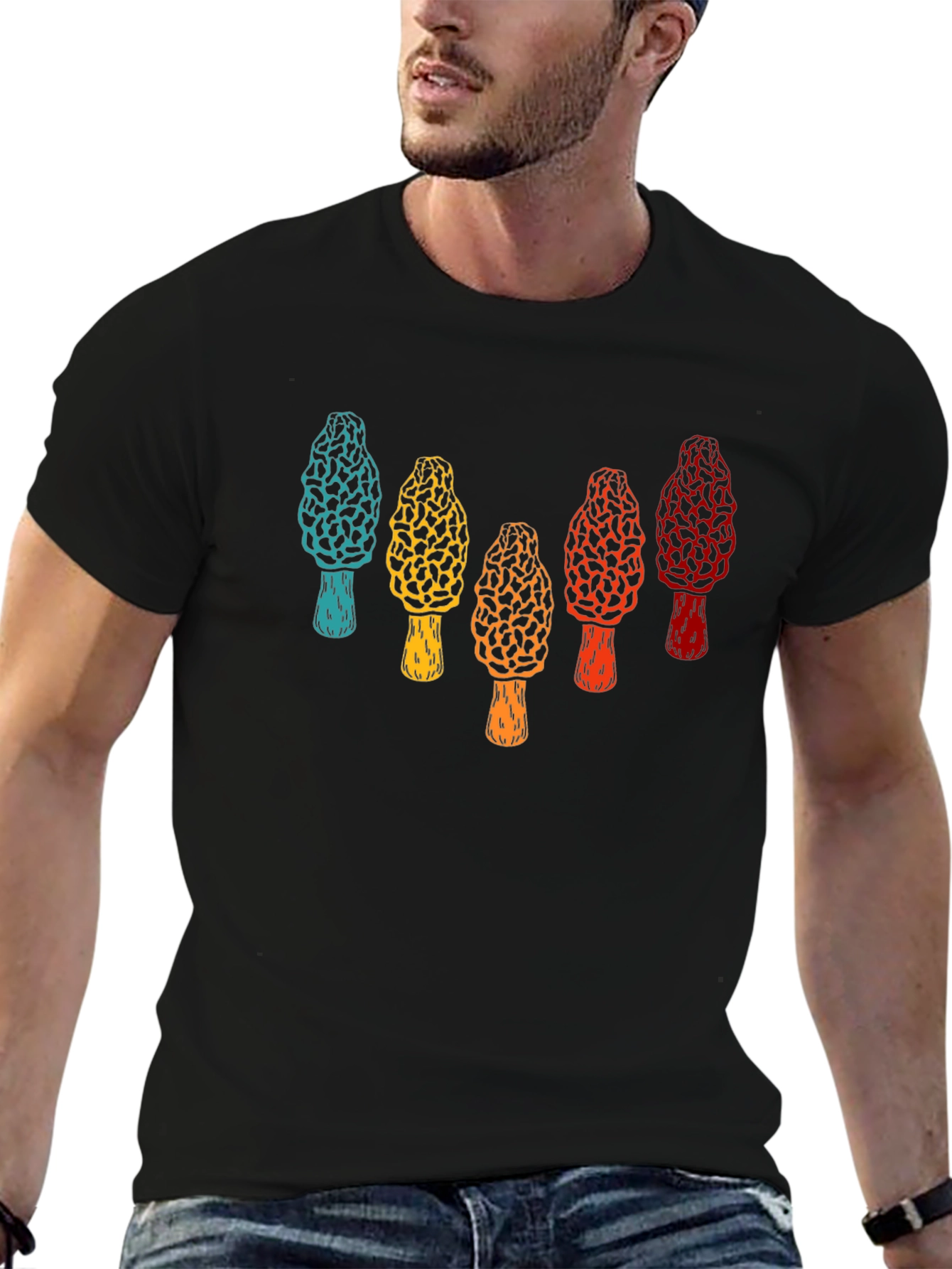 Retro Morel Mushroom Graphic T-Shirt
