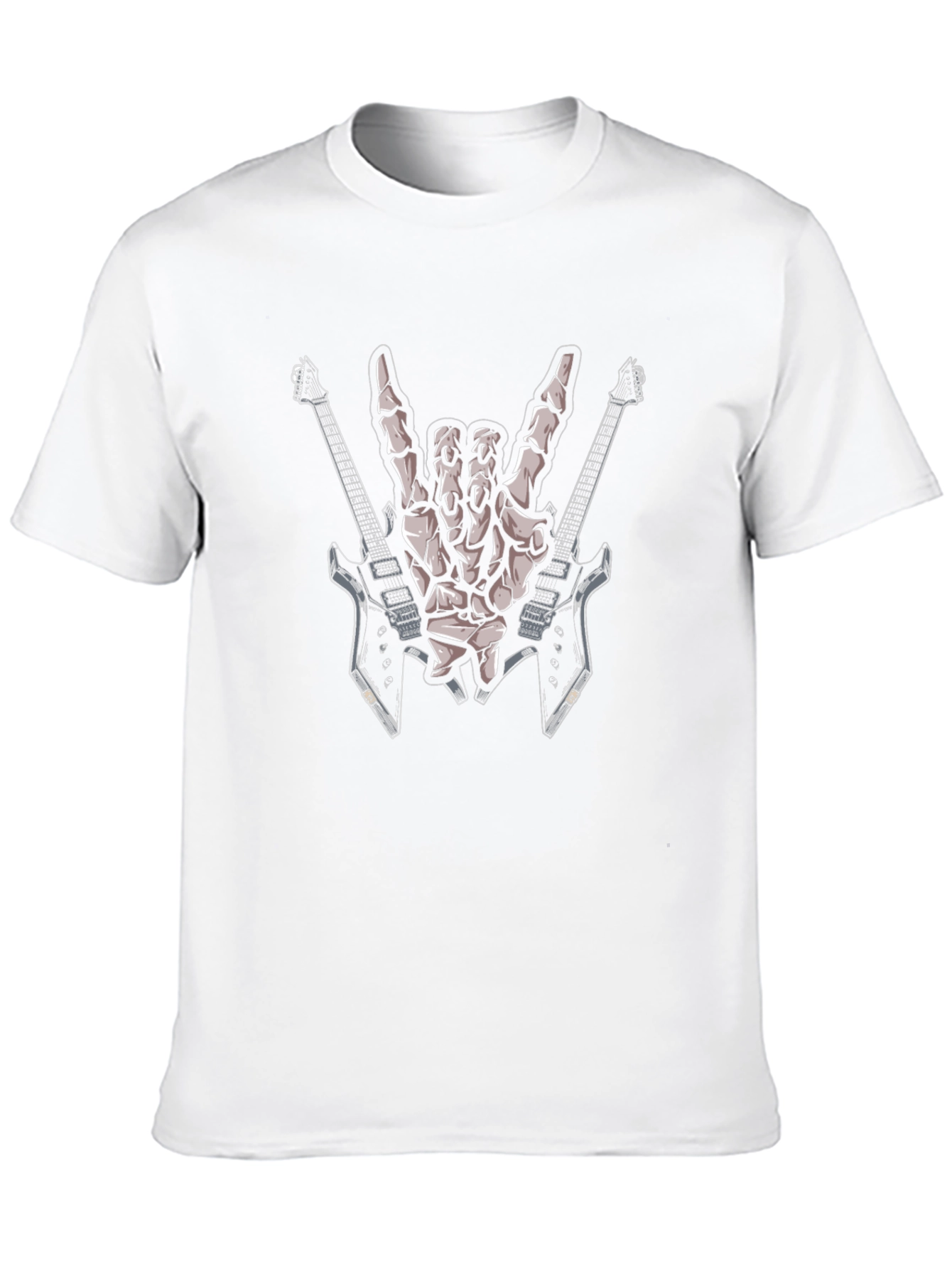 Rock On Skeleton Hand & Guitar Black T-Shirt