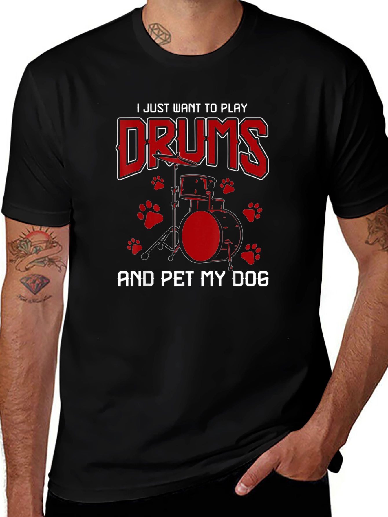 Drummer & Dog Lover Graphic Tee