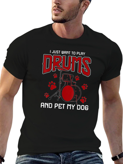 Drummer & Dog Lover Graphic Tee
