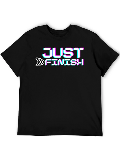 Just Finish Glitch Style Black T-Shirt
