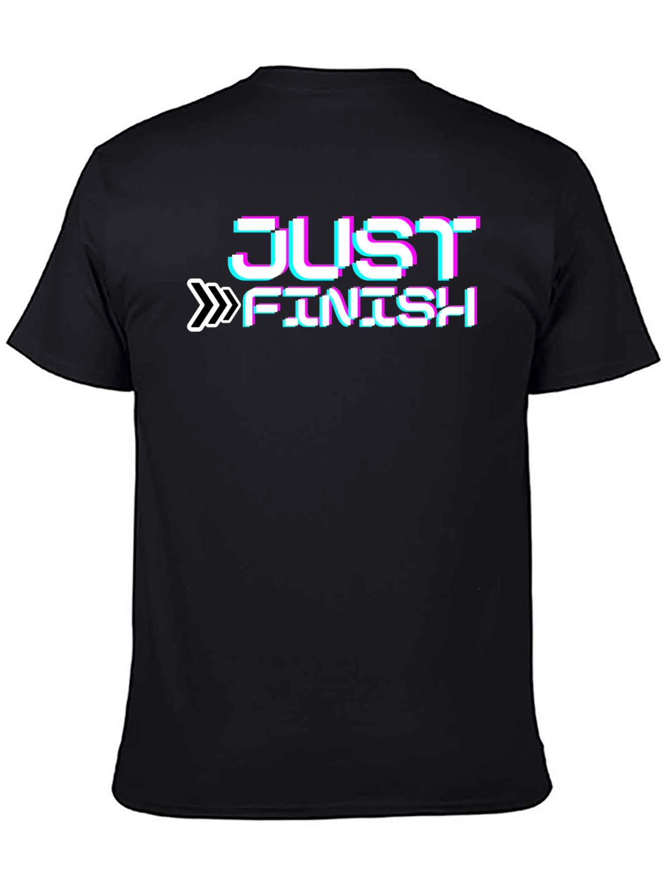 Just Finish Glitch Style Black T-Shirt