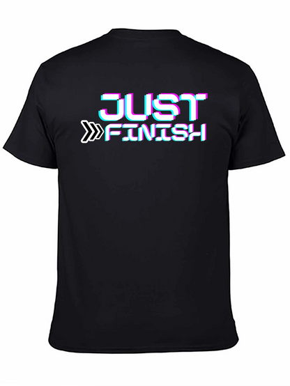 Just Finish Glitch Style Black T-Shirt