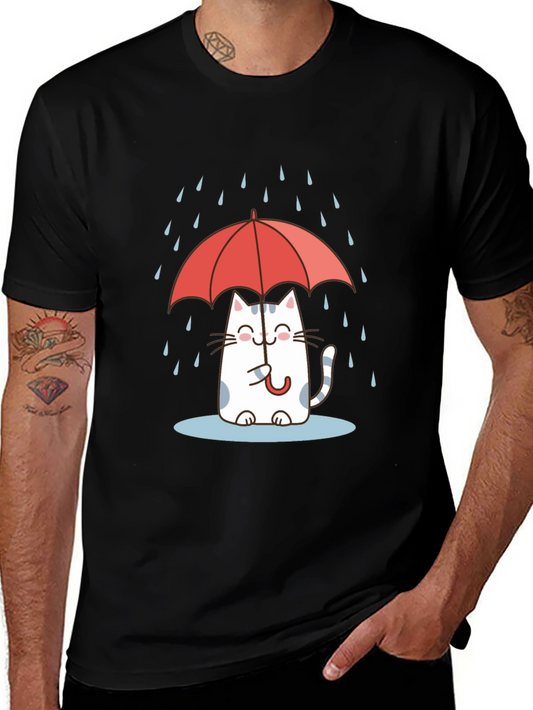 Cute Cat Under Umbrella T-Shirt