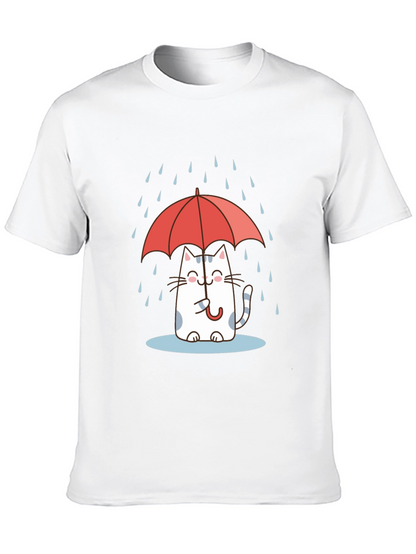 Cute Cat Under Umbrella T-Shirt