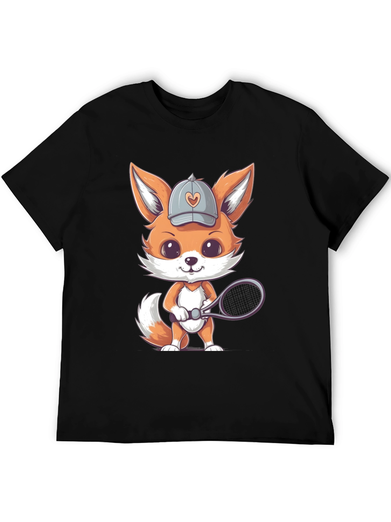 Cute Fox Tennis Player Graphic Tee