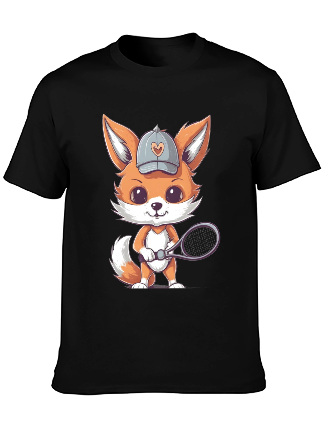 Cute Fox Tennis Player Graphic Tee