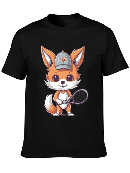 Cute Fox Tennis Player Graphic Tee