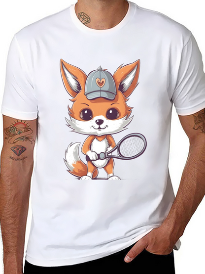 Cute Fox Tennis Player Graphic Tee