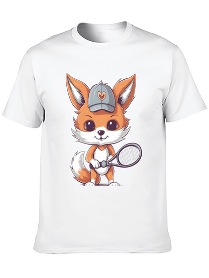 Cute Fox Tennis Player Graphic Tee