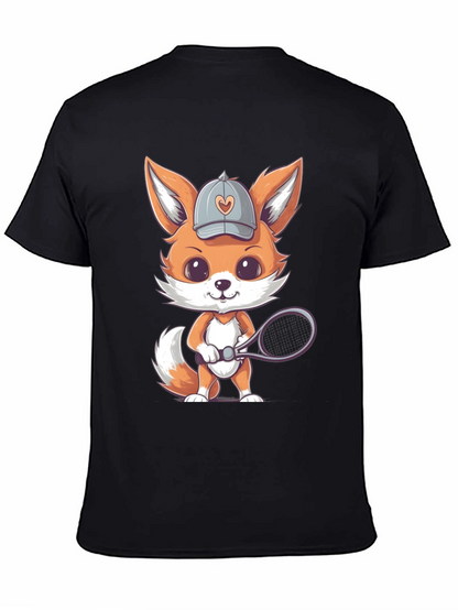 Cute Fox Tennis Player Graphic Tee