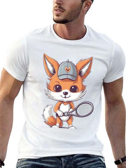 Cute Fox Tennis Player Graphic Tee