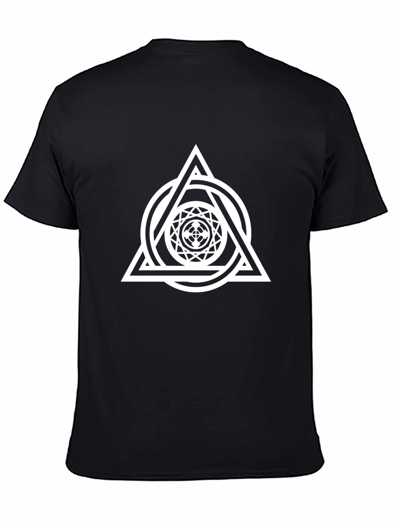 Geometric Triangle Circle Graphic Tee - Black