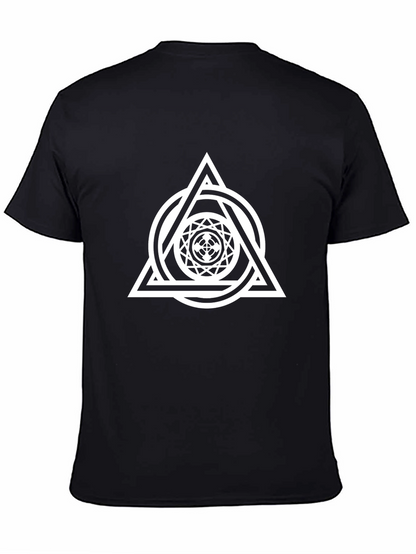Geometric Triangle Circle Graphic Tee - Black