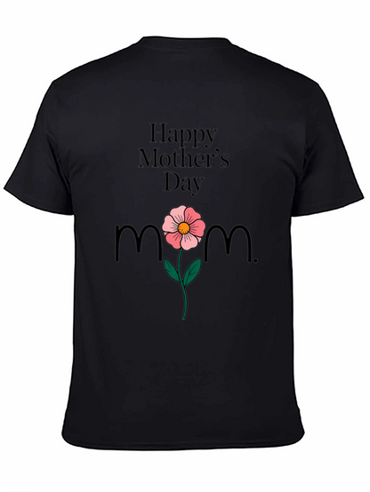 Happy Mothers Day T-Shirt Mom Flower Black