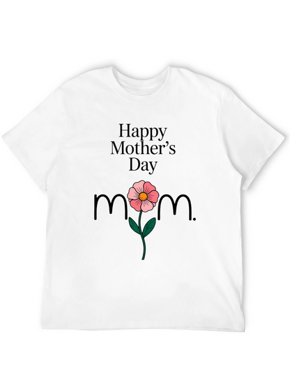 Happy Mothers Day T-Shirt Mom Flower Black