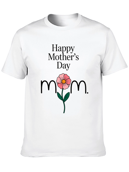 Happy Mothers Day T-Shirt Mom Flower Black
