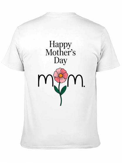 Happy Mothers Day T-Shirt Mom Flower Black