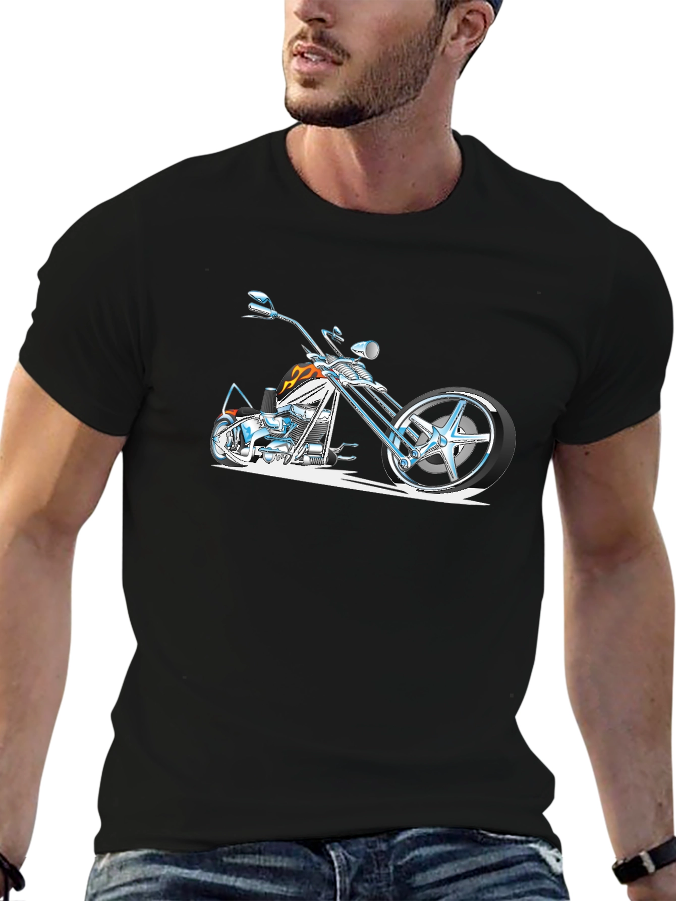 Cool Motorcycle Graphic T-Shirt - Black