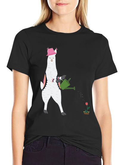 Llama Gardening T-Shirt - Cute Animal Tee