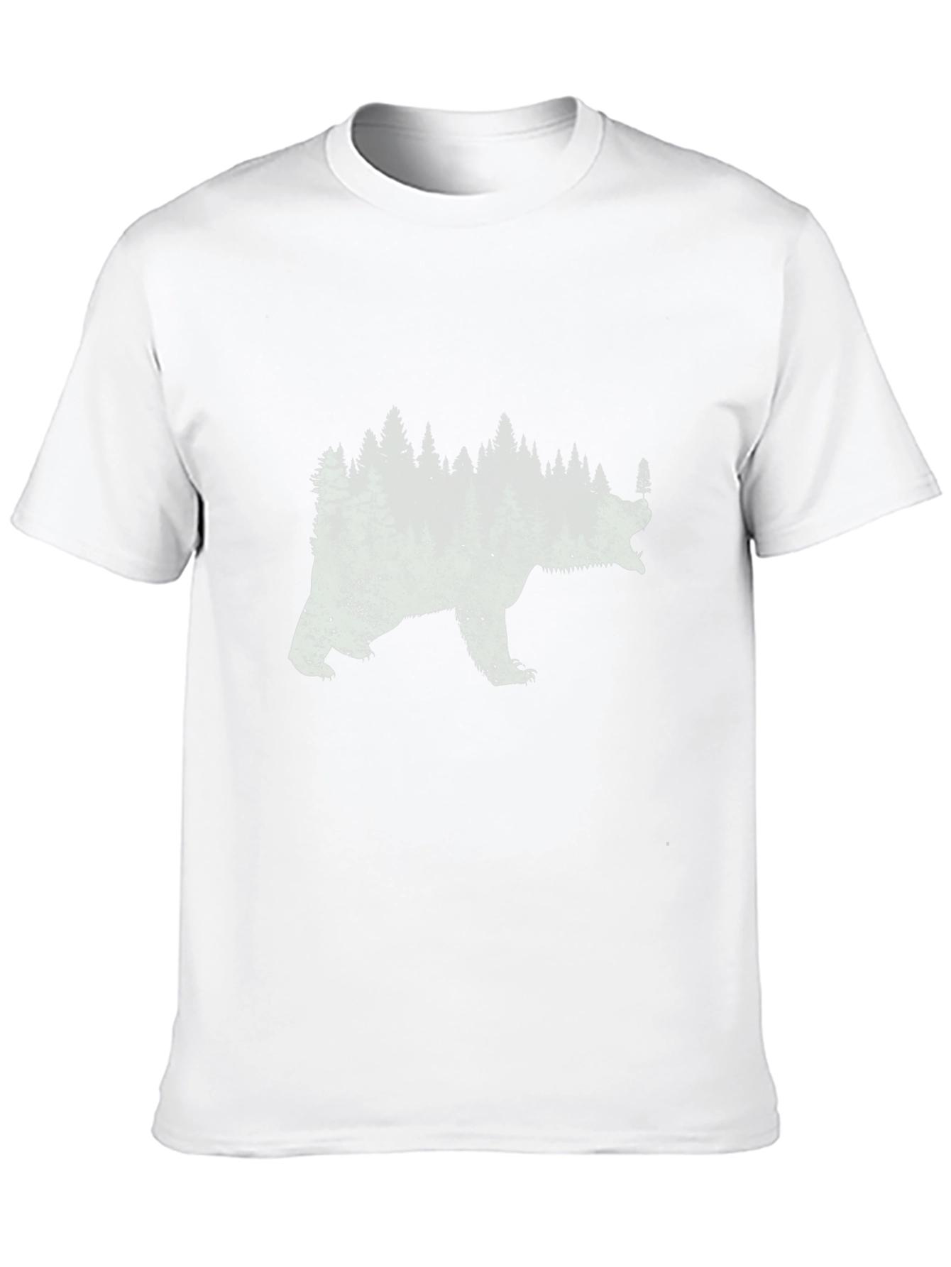 Bear Forest Graphic Print Black T-Shirt