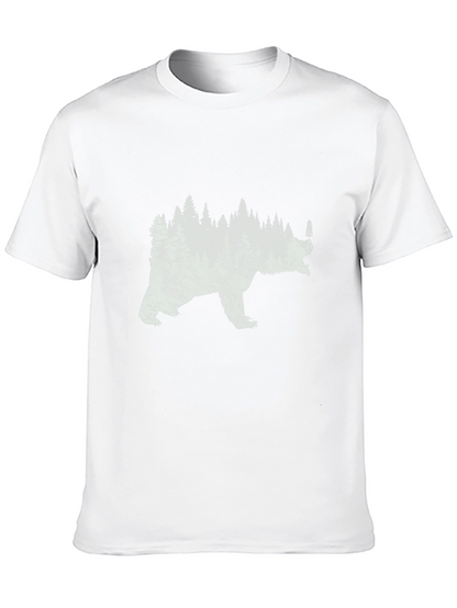 Bear Forest Graphic Print Black T-Shirt