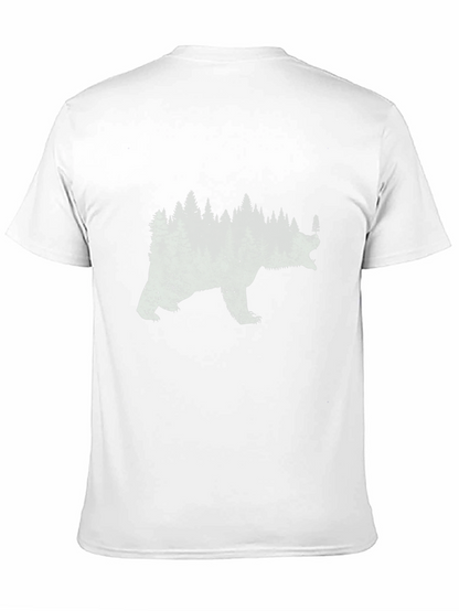 Bear Forest Graphic Print Black T-Shirt