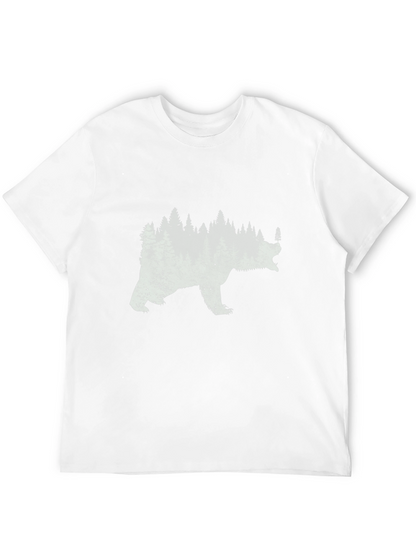 Bear Forest Graphic Print Black T-Shirt