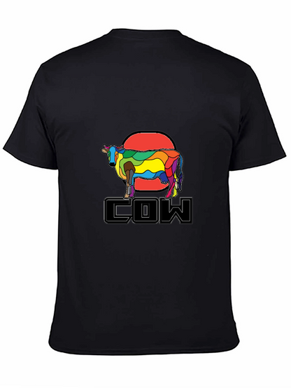 Colorful Cow Graphic T-Shirt