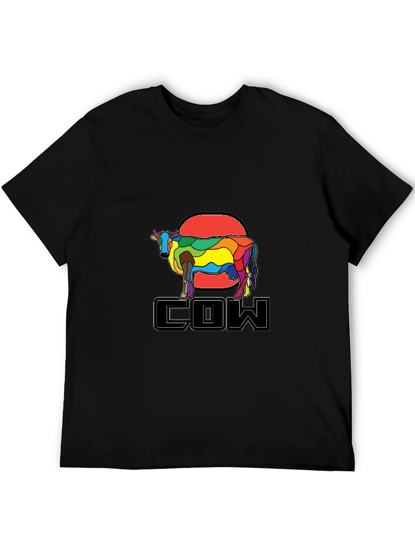 Colorful Cow Graphic T-Shirt