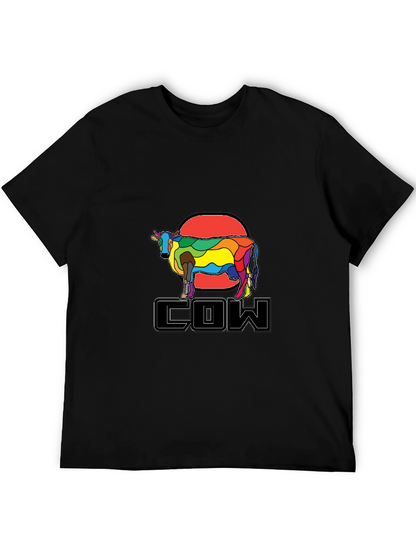 Colorful Cow Graphic T-Shirt