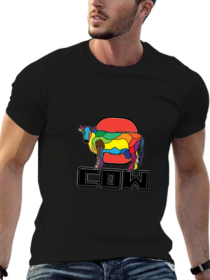 Colorful Cow Graphic T-Shirt