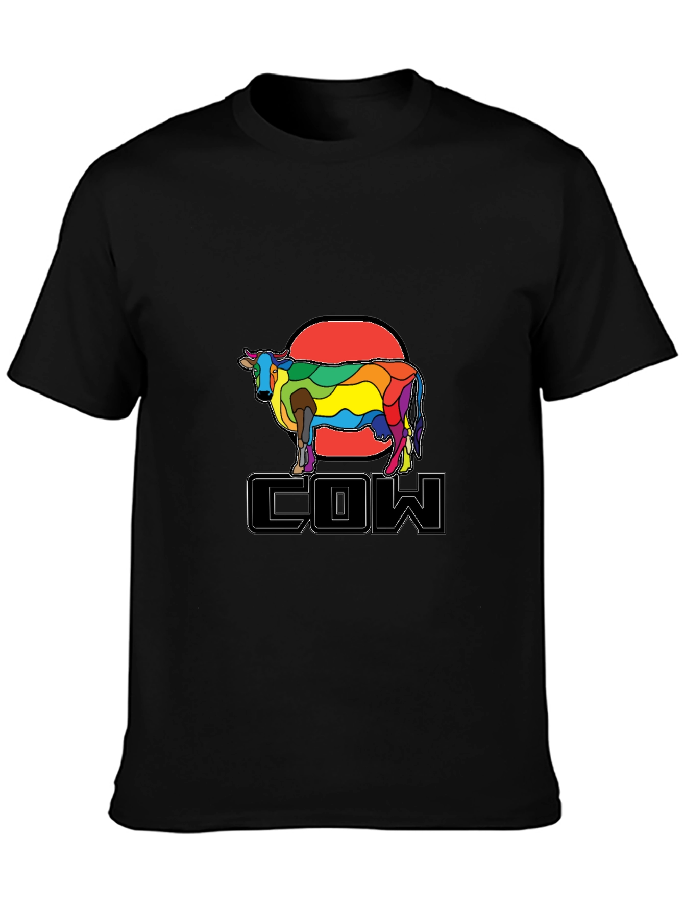 Colorful Cow Graphic T-Shirt