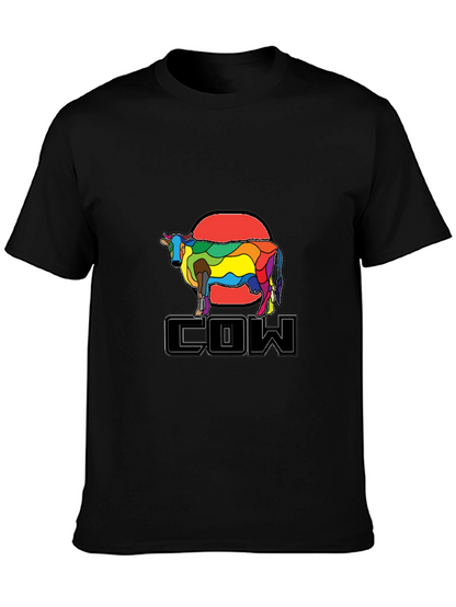 Colorful Cow Graphic T-Shirt