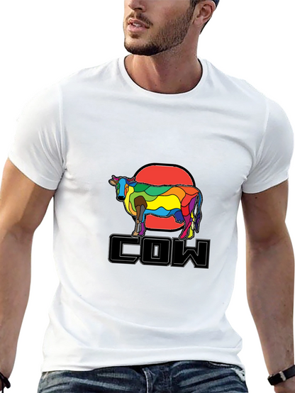 Colorful Cow Graphic T-Shirt