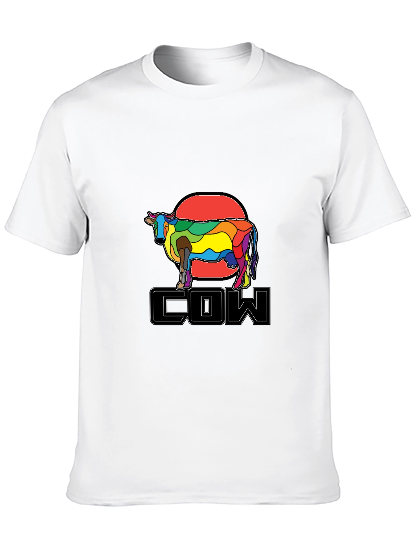 Colorful Cow Graphic T-Shirt