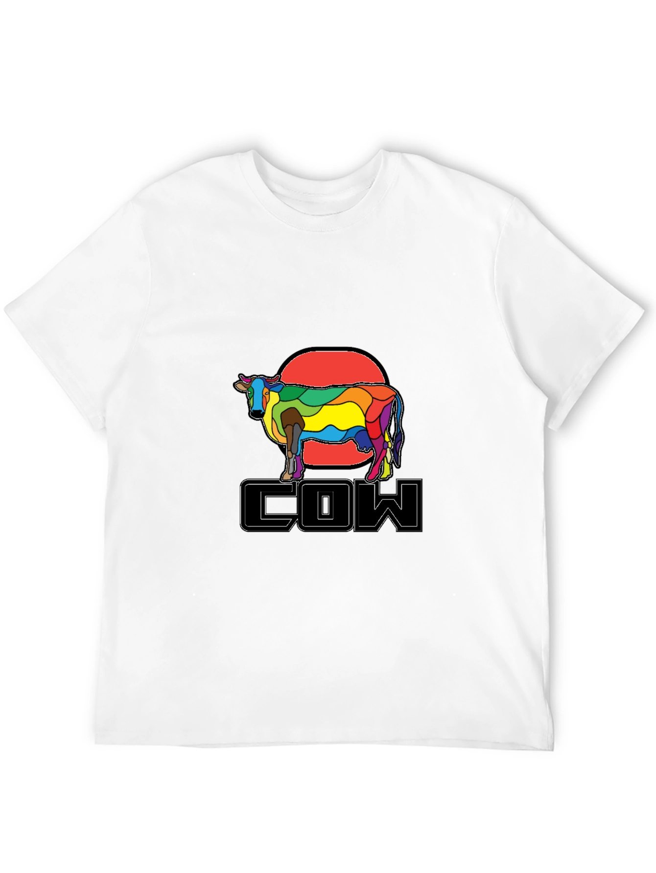 Colorful Cow Graphic T-Shirt