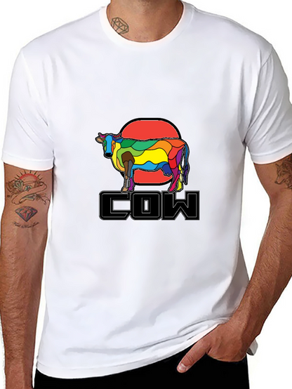 Colorful Cow Graphic T-Shirt