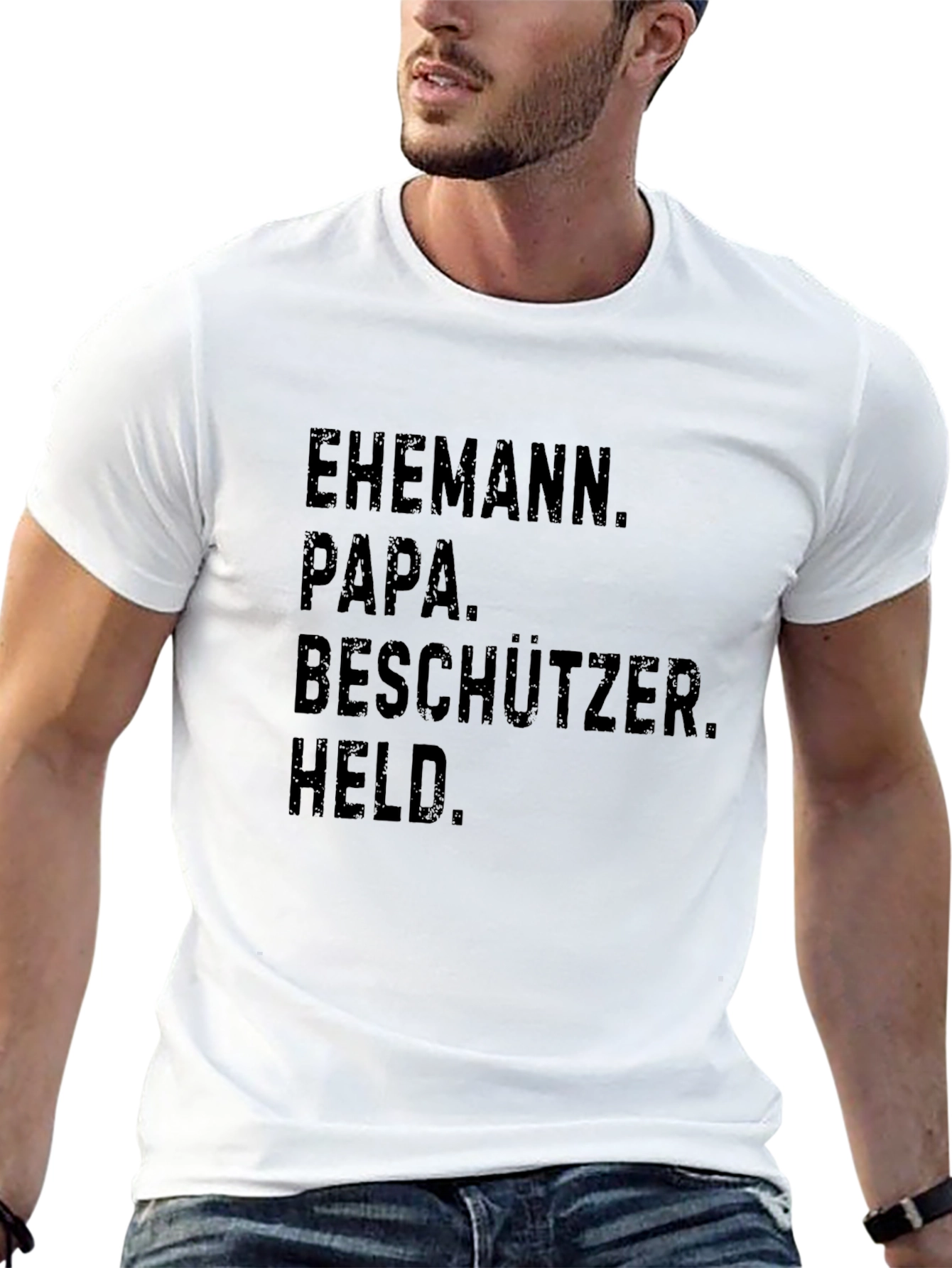 Husband Papa Protector Hero Mens T-Shirt