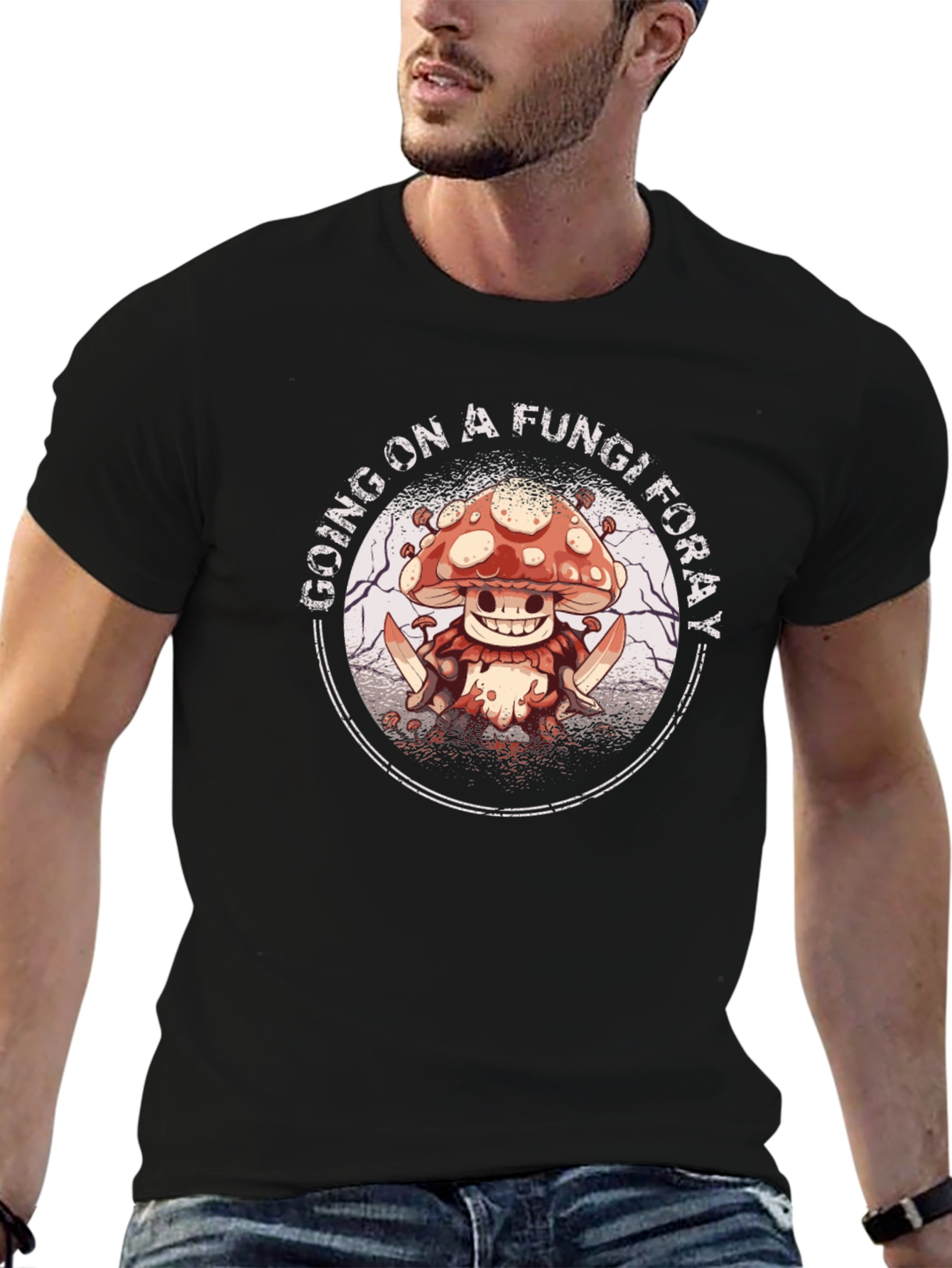 Fungi Foray Graphic Tee - Edgy Mushroom Design