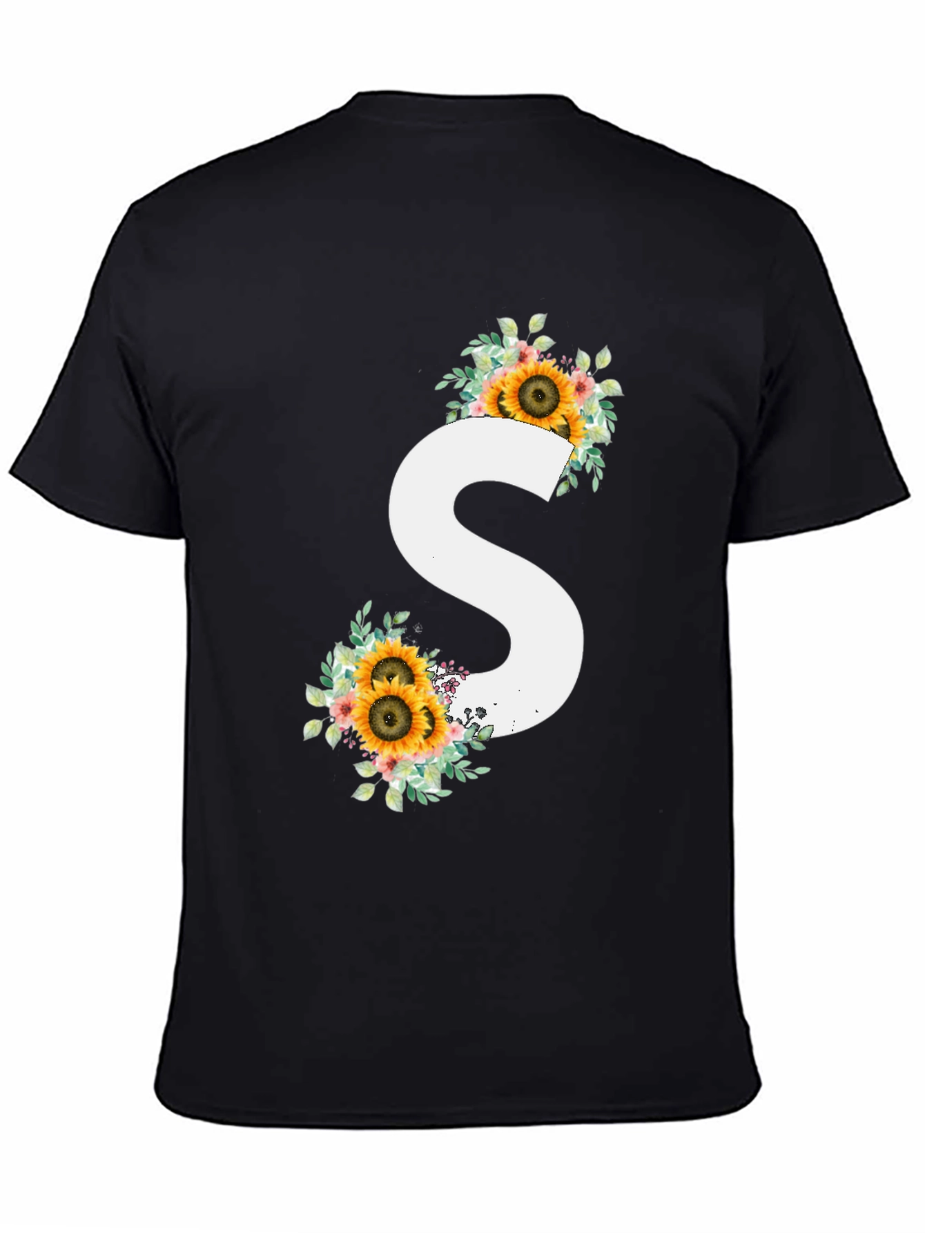 Sunflower Initial S Black T-Shirt