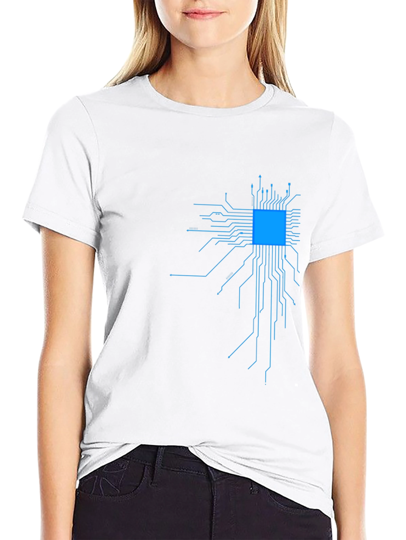 Circuit Board Graphic Tee - Black Cotton Blend