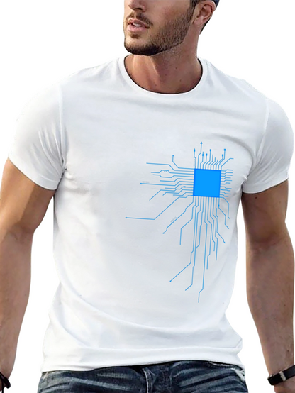 Circuit Board Graphic Tee - Black Cotton Blend
