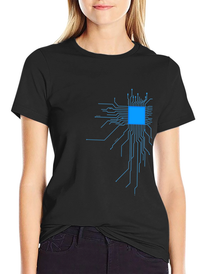 Circuit Board Graphic Tee - Black Cotton Blend