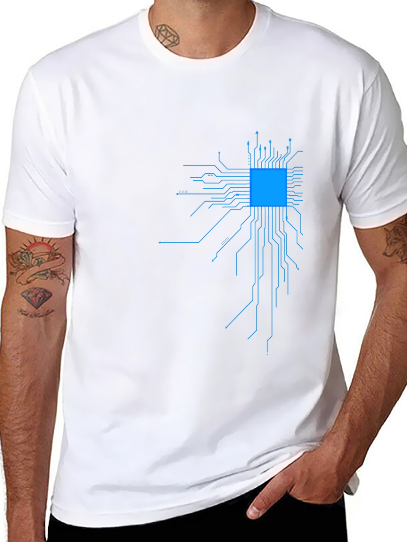 Circuit Board Graphic Tee - Black Cotton Blend