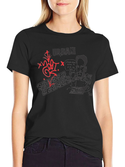 Urban Street Style Graphic Tee - Black
