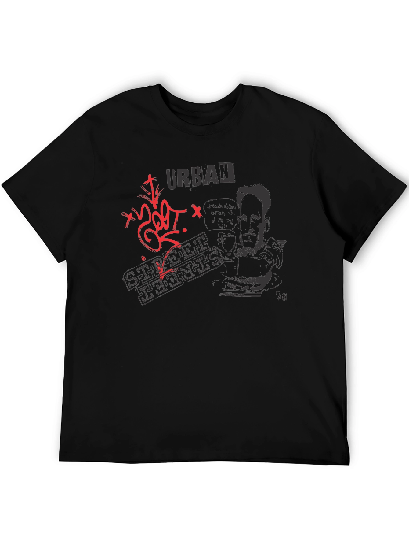 Urban Street Style Graphic Tee - Black